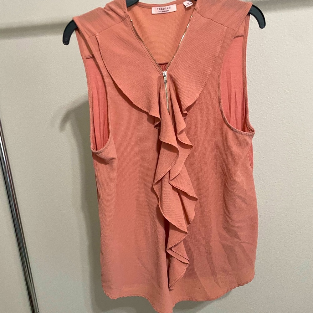 Tank top with ruffle/zip front